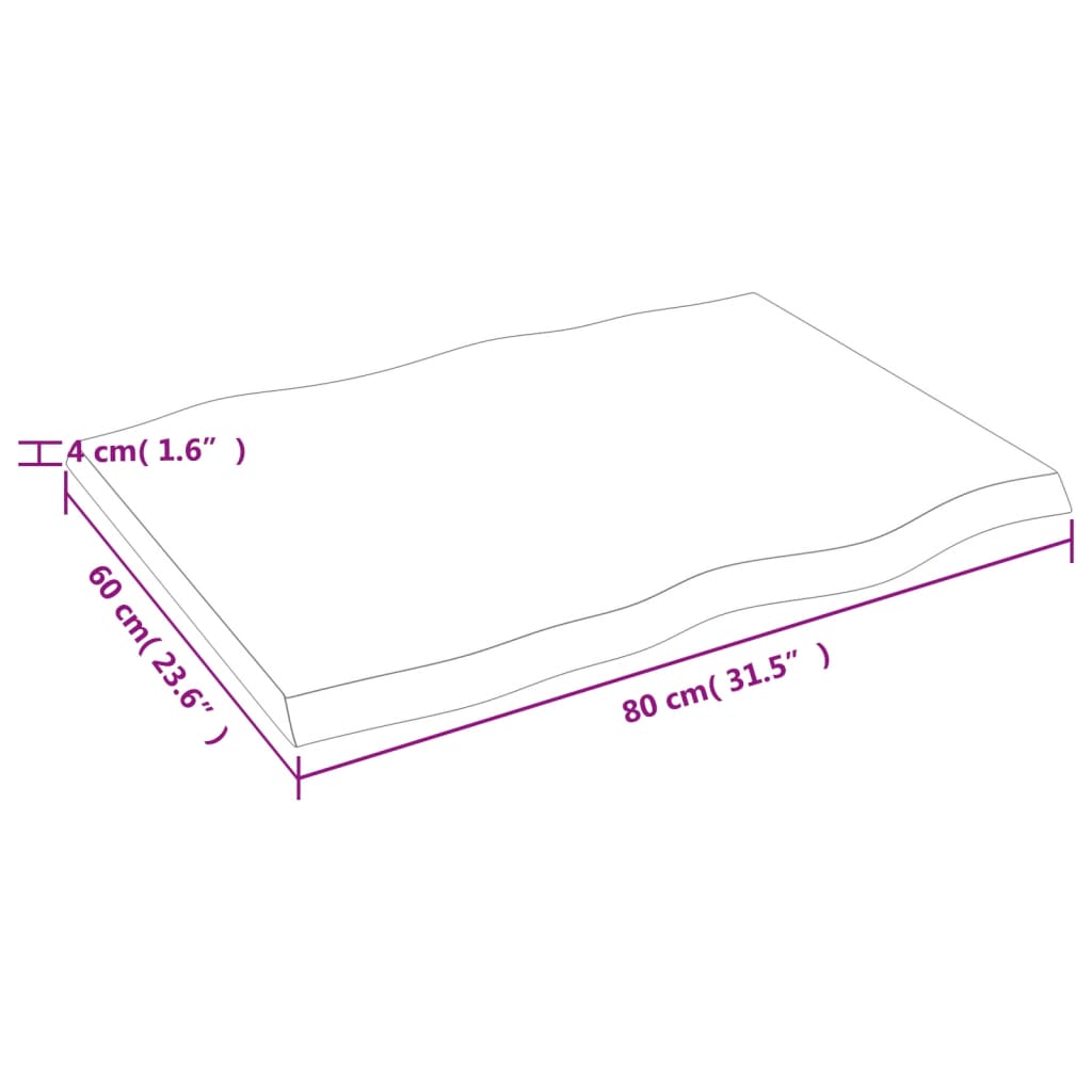 lauaplaat, 80 x 60 x (2-4) cm, täispuit, naturaalsed servad