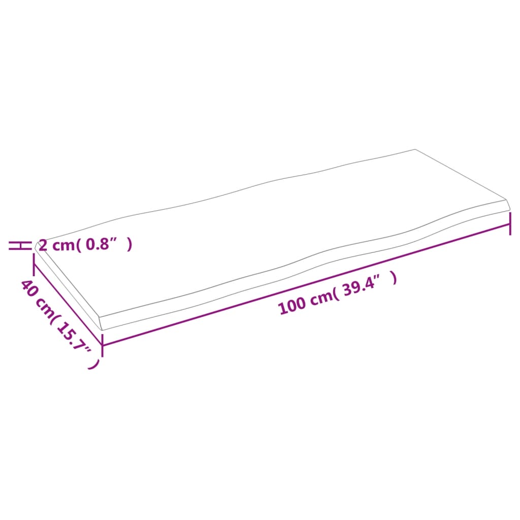 lauaplaat, 100x40x2 cm, tammepuit, naturaalsed servad