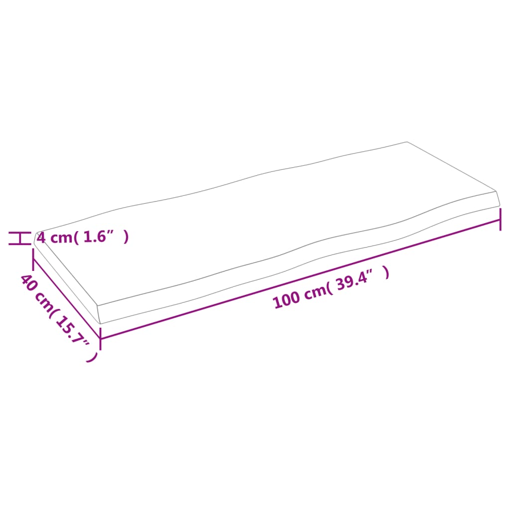 lauaplaat, 100 x 40 x (2-4) cm, täispuit, naturaalsed servad