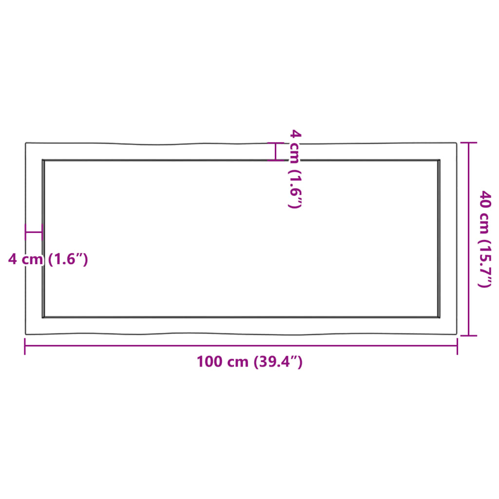 lauaplaat, 100 x 40 x (2-4) cm, täispuit, naturaalsed servad