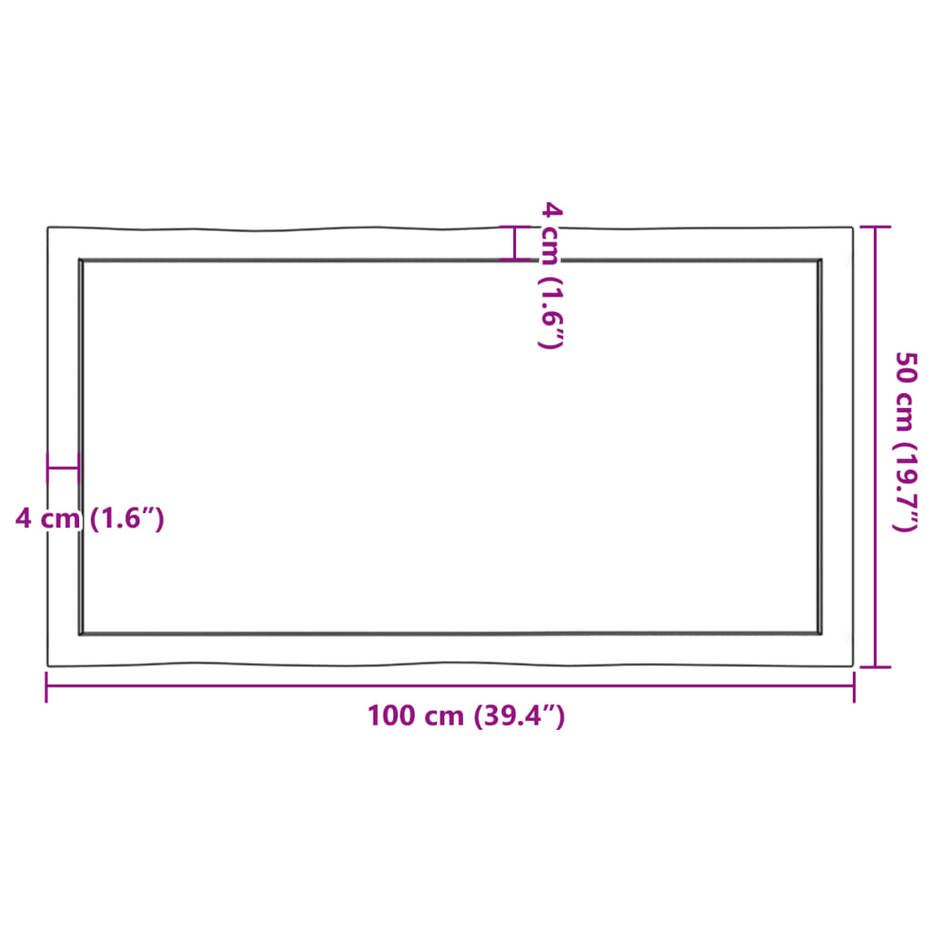 lauaplaat, 100 x 50 x (2-4) cm, täispuit, naturaalsed servad