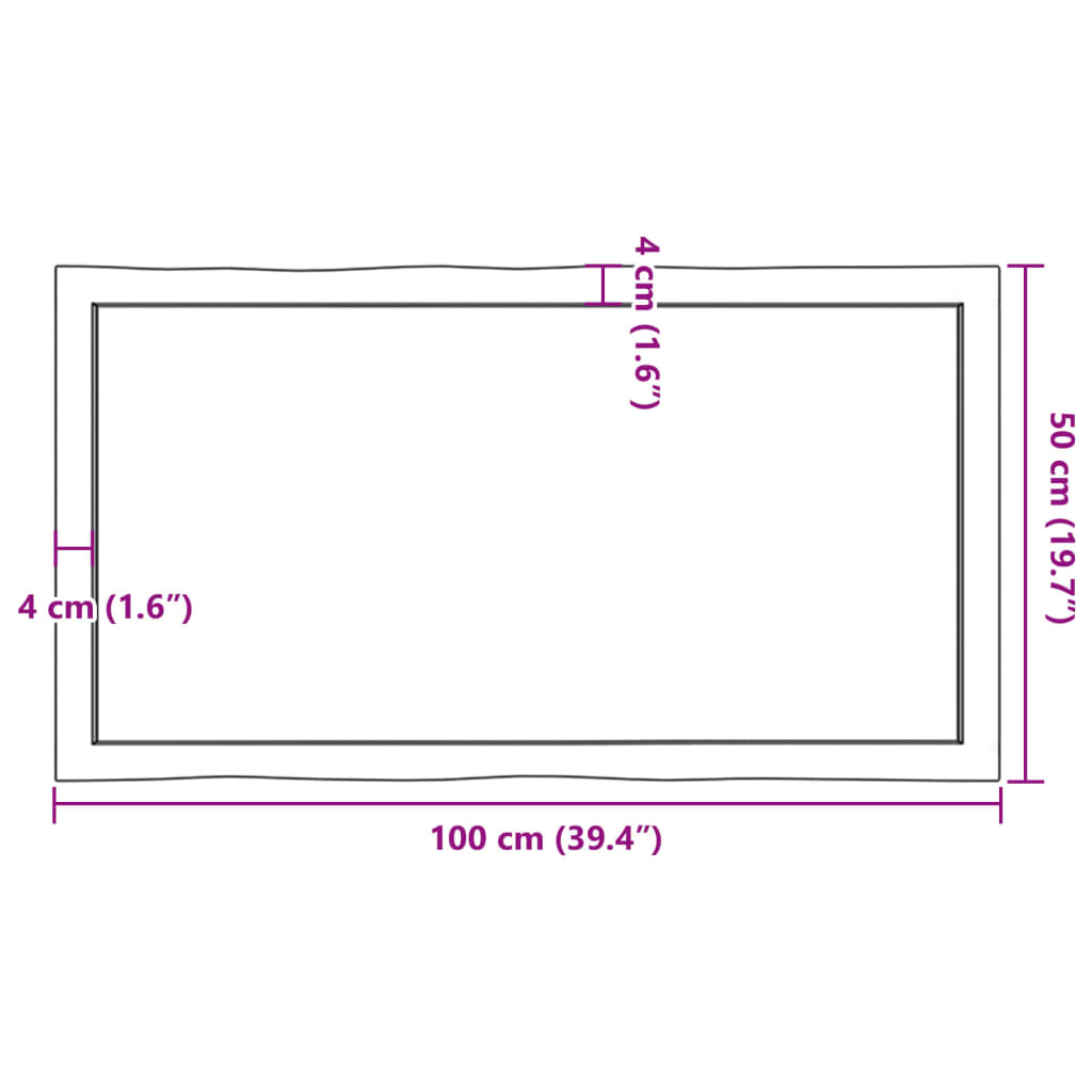 lauaplaat, 100 x 50 x (2-6) cm, täispuit, naturaalsed servad