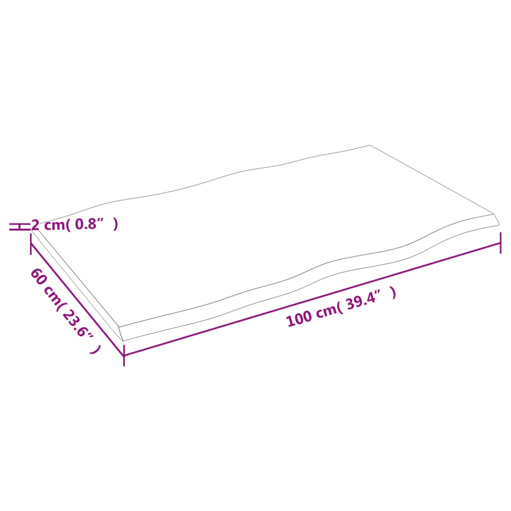 lauaplaat, 100x60x2 cm, tammepuit, naturaalsed servad