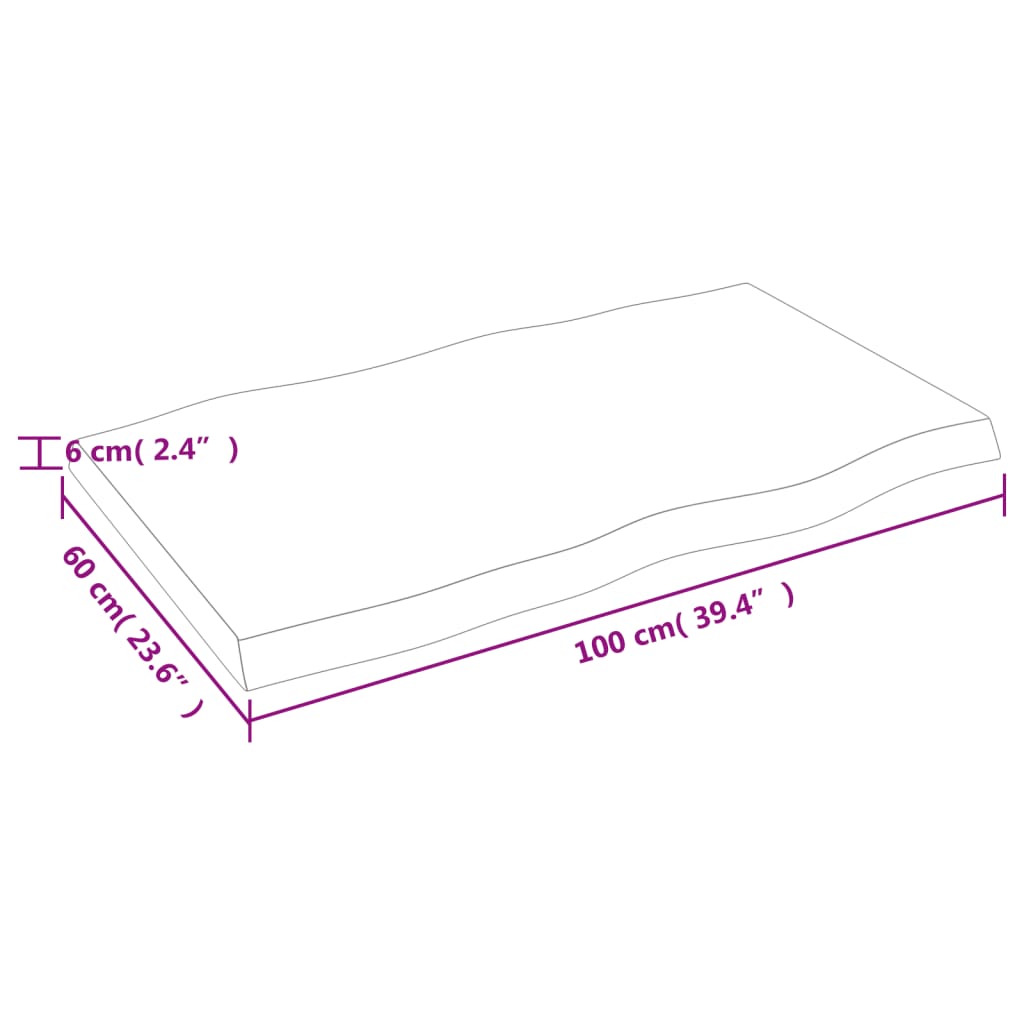 lauaplaat, 100 x 60 x (2-6) cm, täispuit, naturaalsed servad