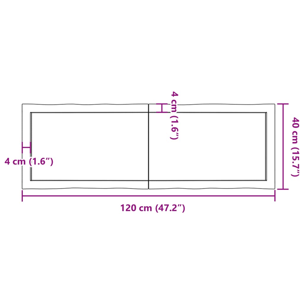 lauaplaat, 120x40x(2-4) cm, täispuit, naturaalsed servad