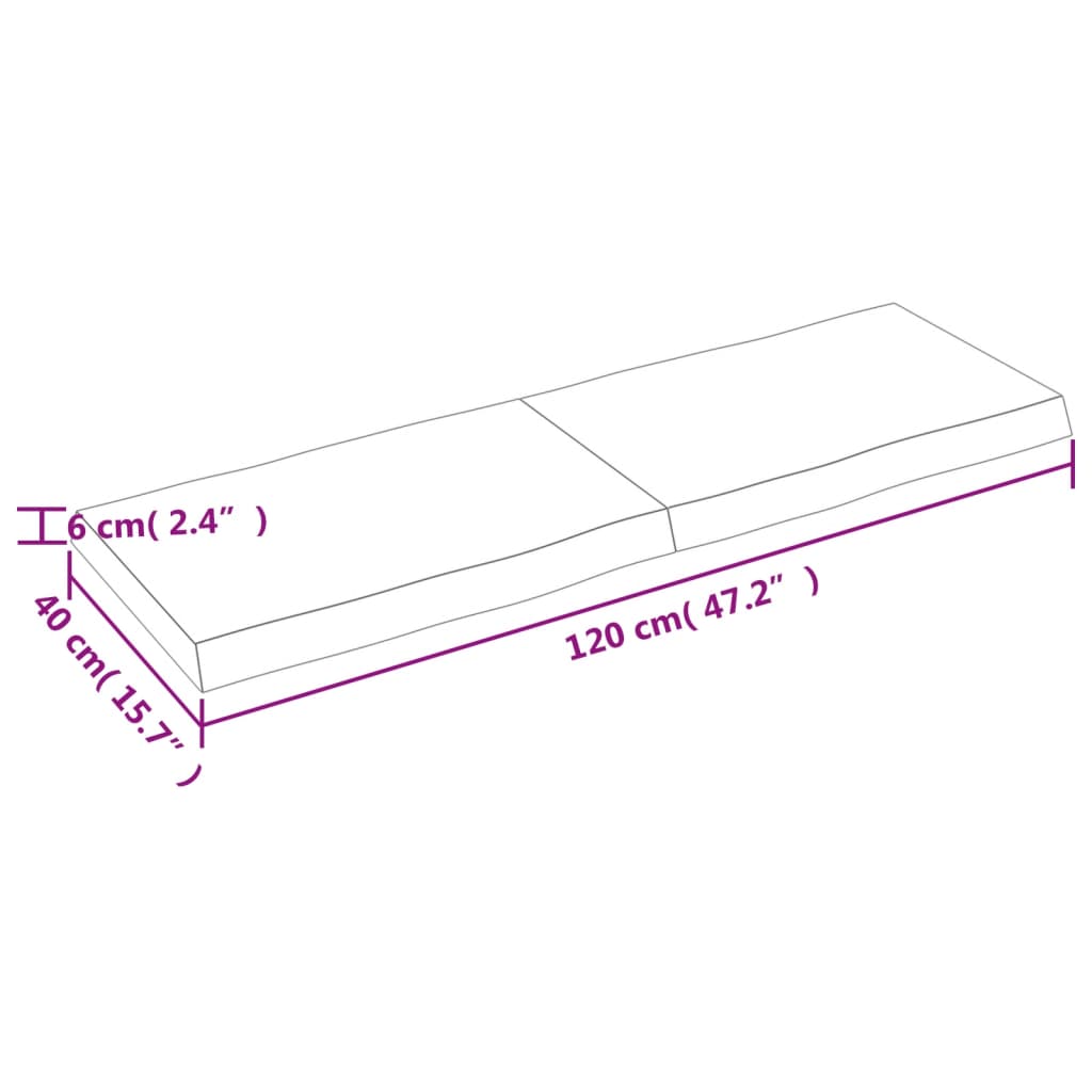 lauaplaat, 120x40x(2-6) cm, täispuit, naturaalsed servad