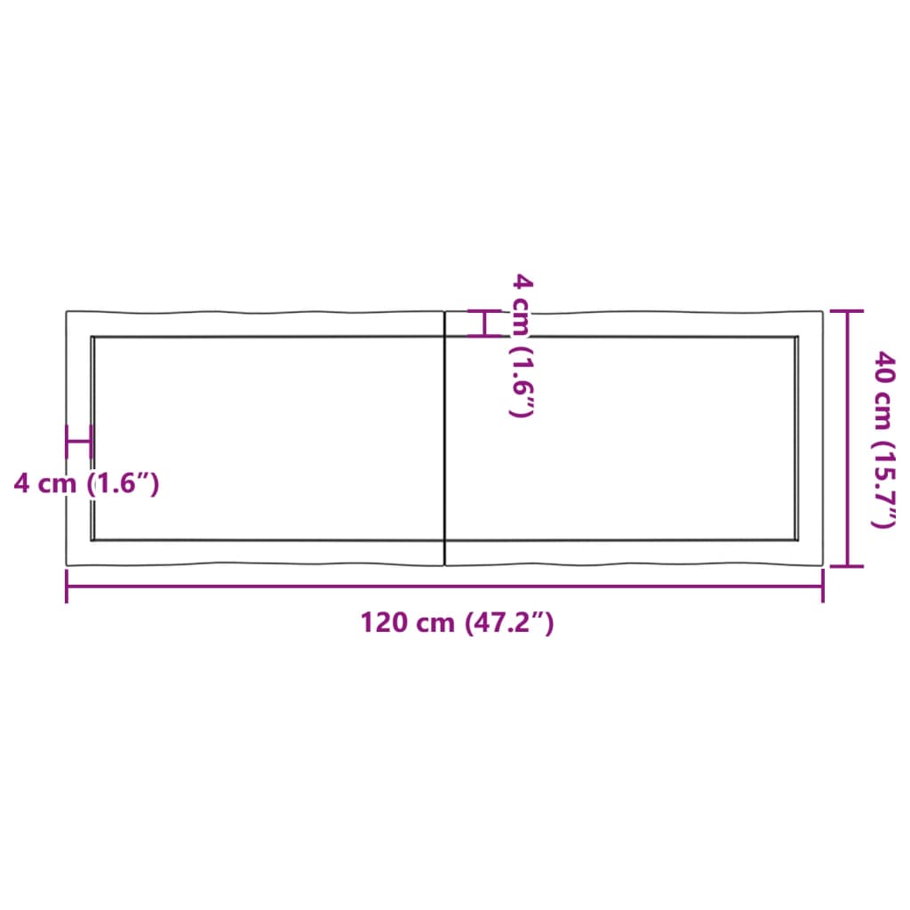 lauaplaat, 120x40x(2-6) cm, täispuit, naturaalsed servad