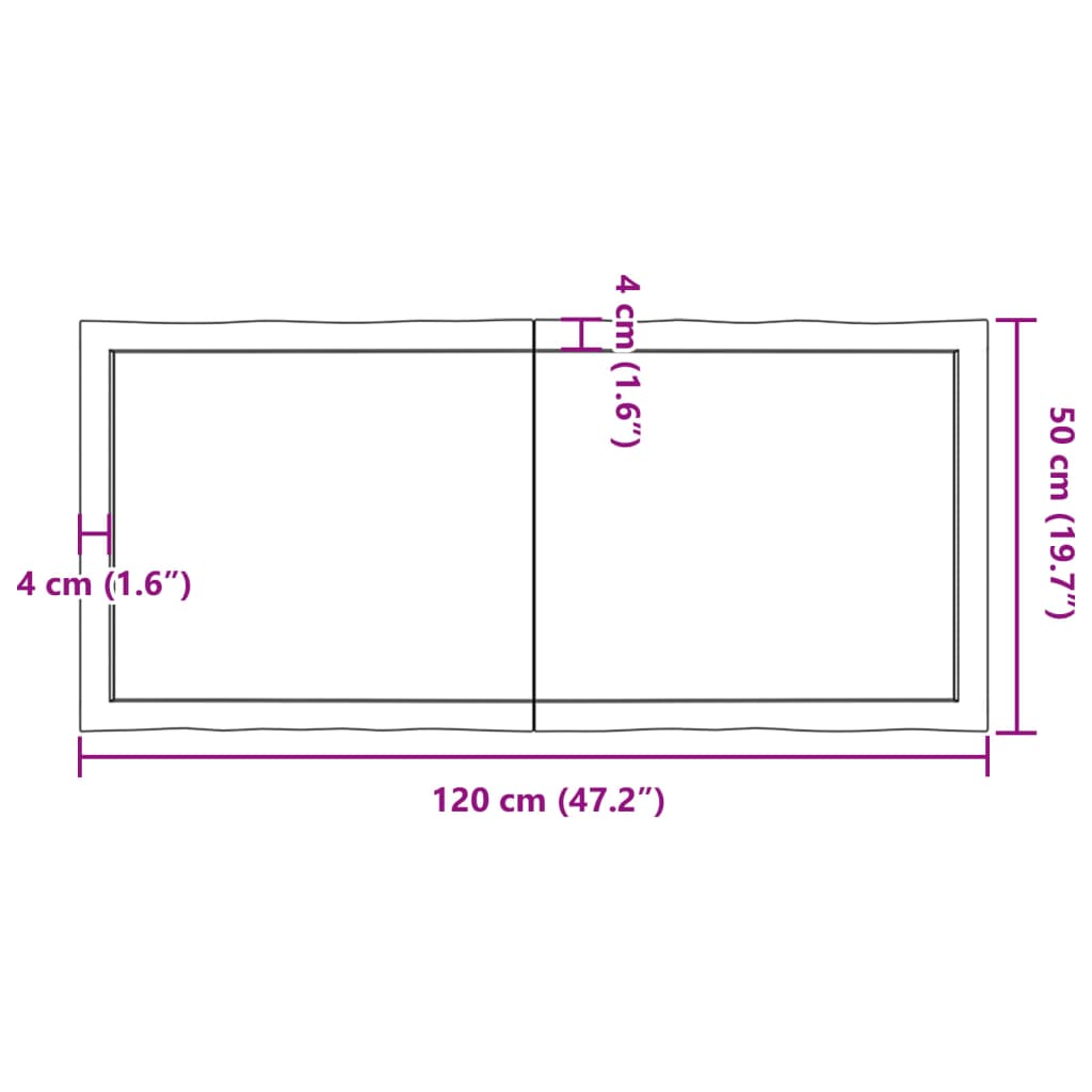 lauaplaat, 120 x 50 x (2-4) cm, täispuit, naturaalsed servad