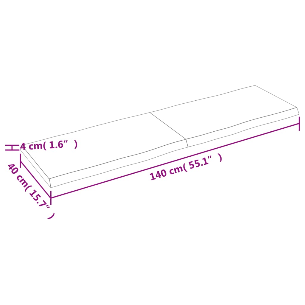 lauaplaat, 140 x 40 x (2–4) cm, täispuit, naturaalsed servad