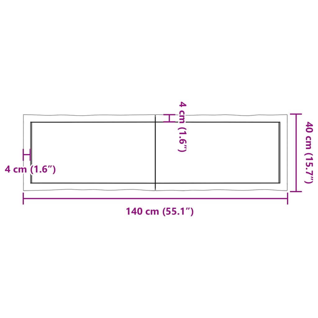 lauaplaat, 140 x 40 x (2–4) cm, täispuit, naturaalsed servad