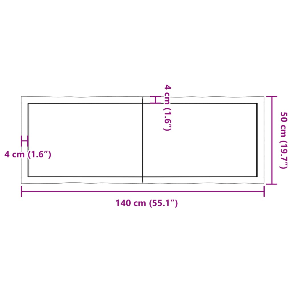 lauaplaat, 140 x 50 x (2-4) cm, täispuit, naturaalsed servad