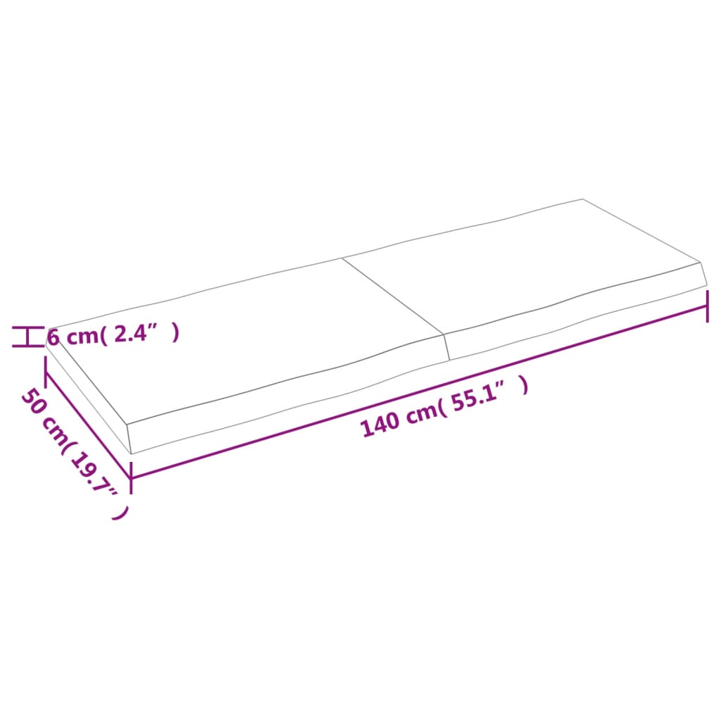 lauaplaat, 140x50x(2-6) cm, täispuit, naturaalsed servad