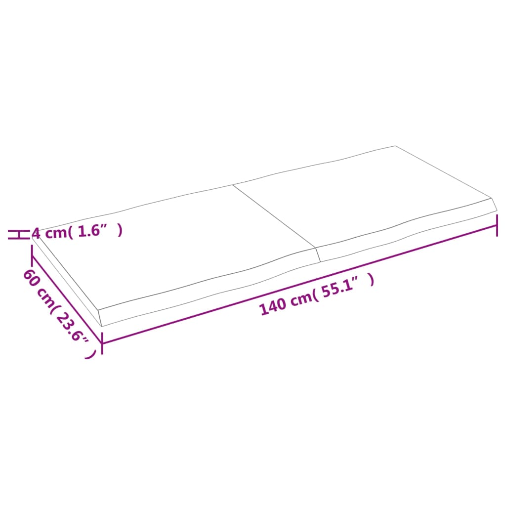 lauaplaat, 140 x 60 x (2-4) cm, täispuit, naturaalsed servad