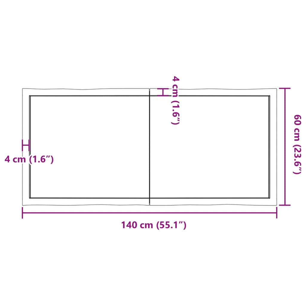 lauaplaat, 140 x 60 x (2-4) cm, täispuit, naturaalsed servad