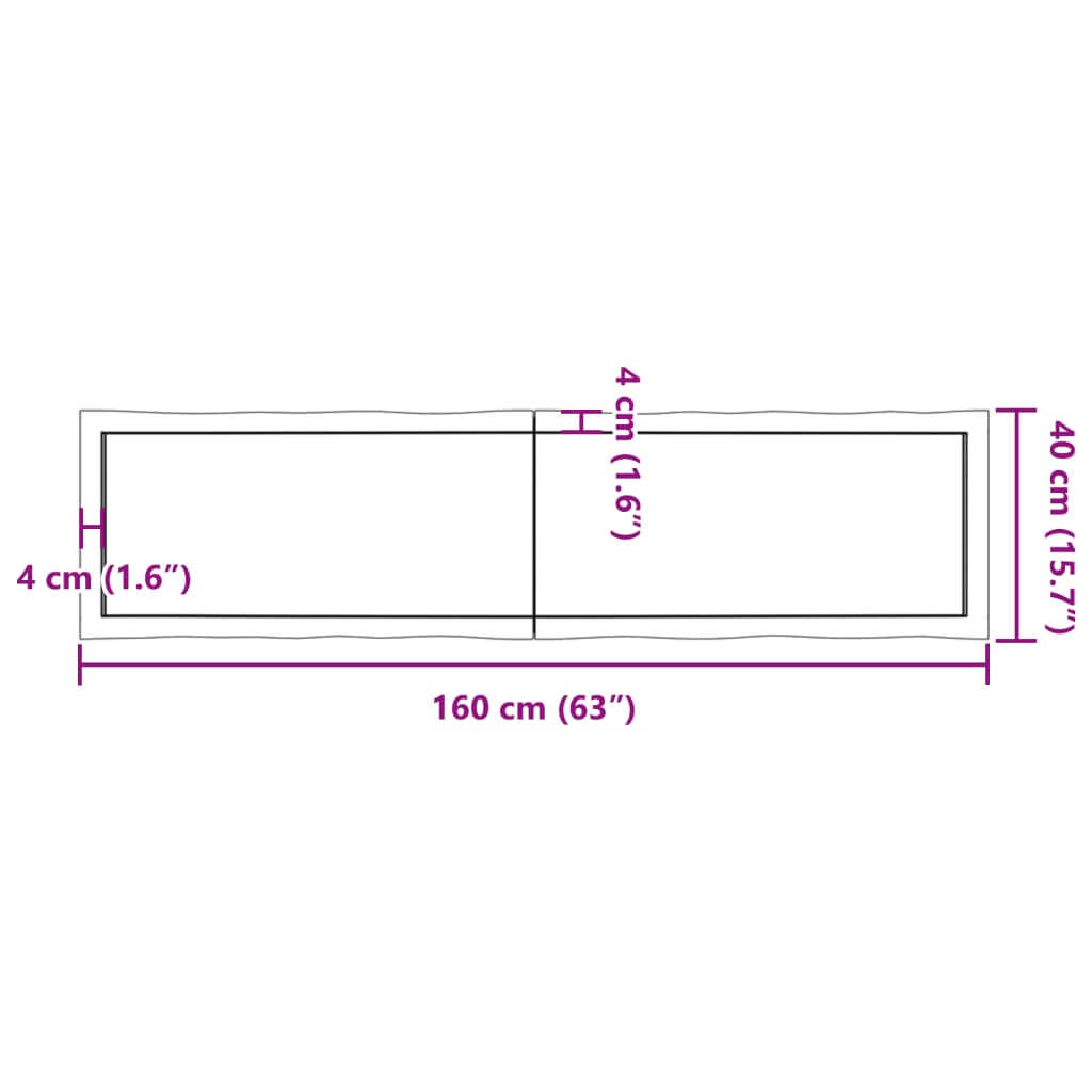 lauaplaat, 160 x 40 x (2-6) cm, täispuit, naturaalsed servad