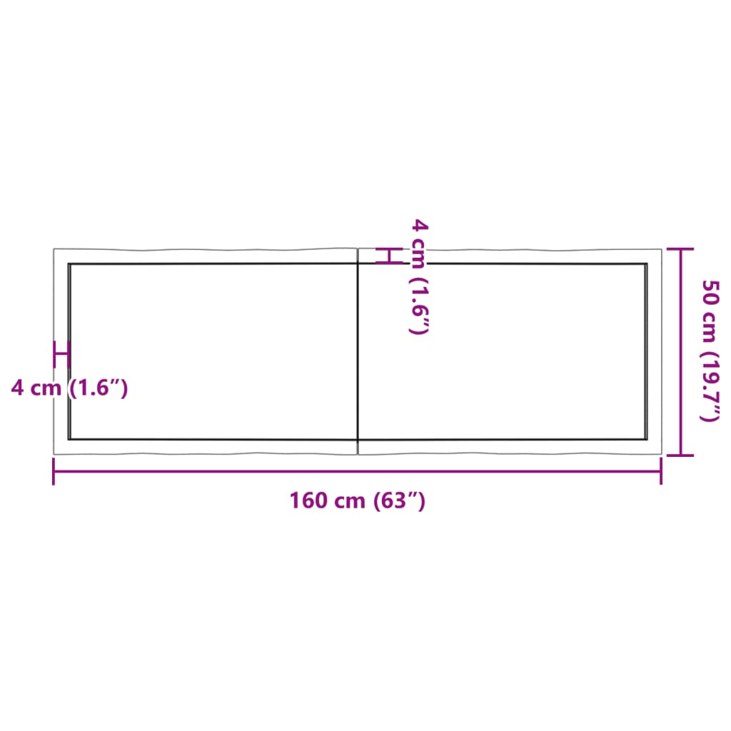 lauaplaat, 160 x 50 x (2-6) cm, täispuit, naturaalsed servad