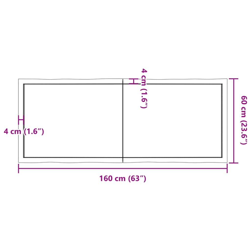 lauaplaat, 160 x 60 x (2-4) cm, täispuit, naturaalsed servad