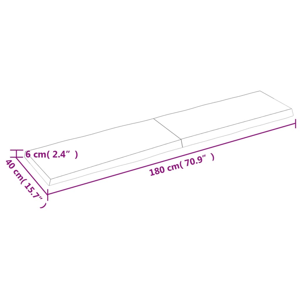 lauaplaat, 180x40x(2-6) cm, täispuit, naturaalsed servad