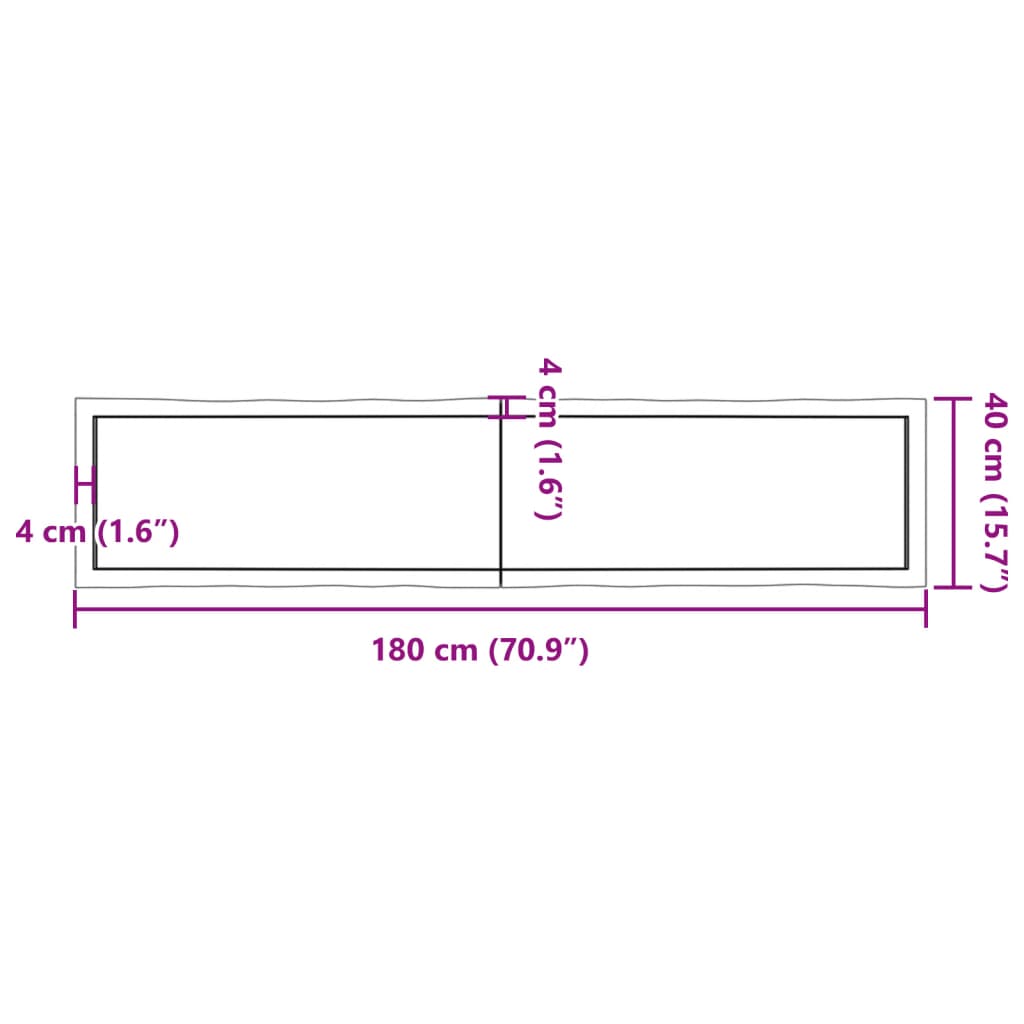 lauaplaat, 180x40x(2-6) cm, täispuit, naturaalsed servad