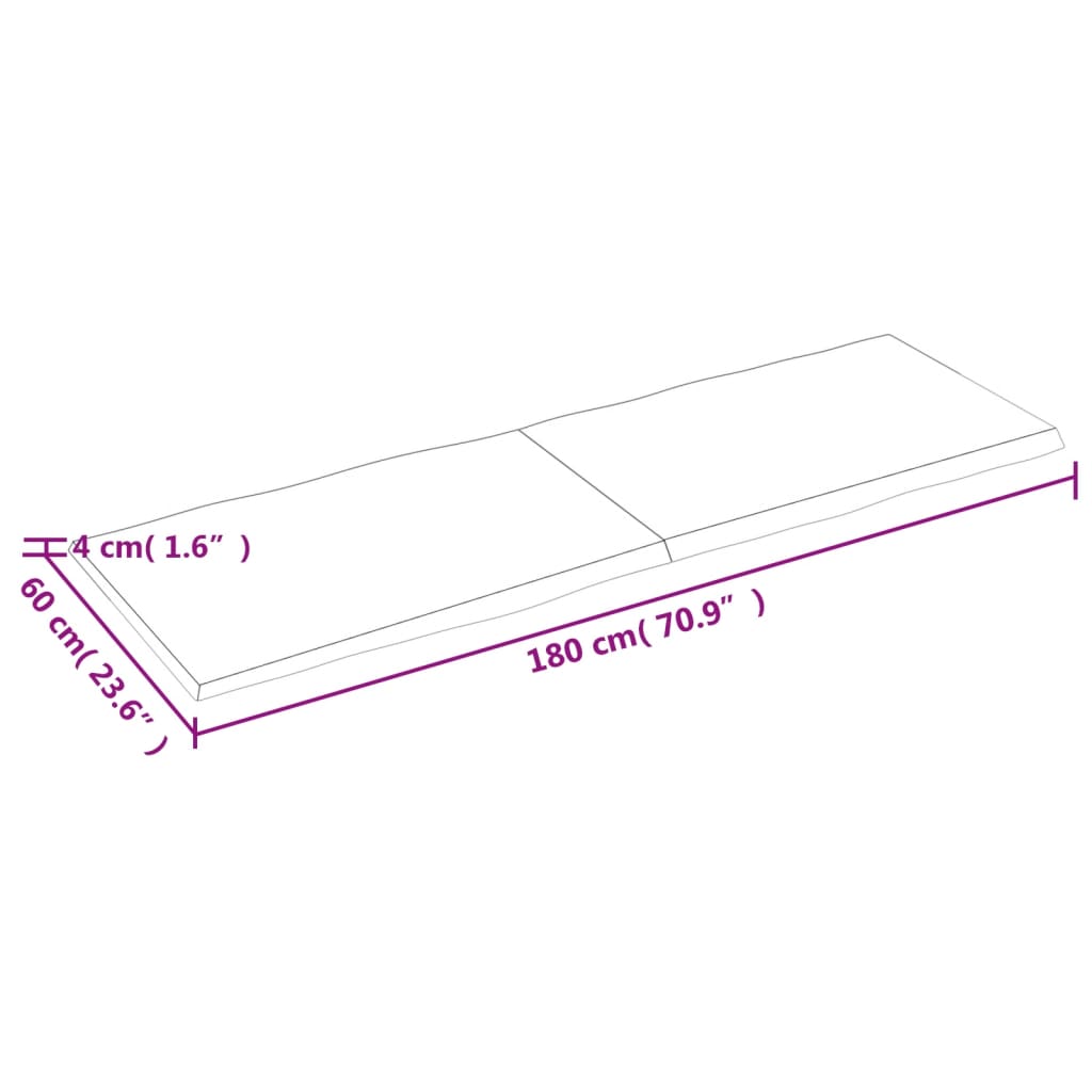 lauaplaat, 180x60x(2-4) cm, täispuit, naturaalsed servad