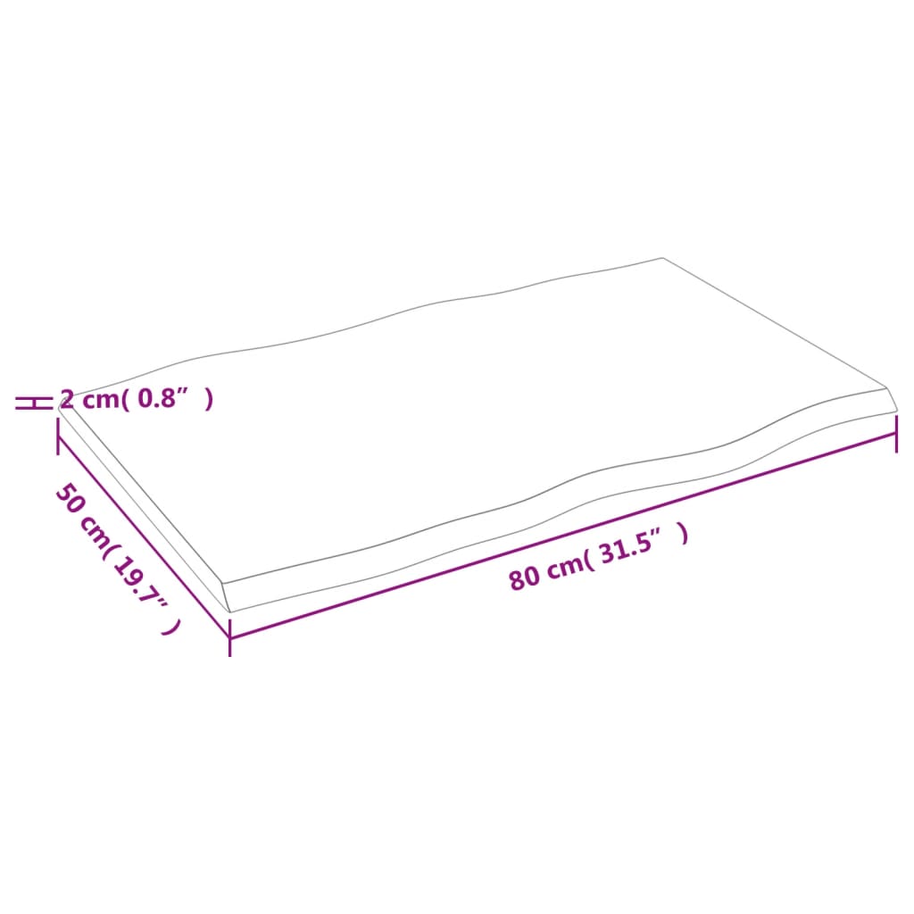 lauaplaat, helepruun 80x50x2 cm, töödeldud tammepuit