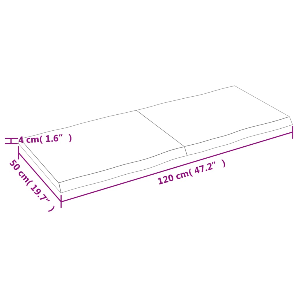 lauaplaat, helepruun, 120 x 50 x (2-4) cm, töödeldud täispuit