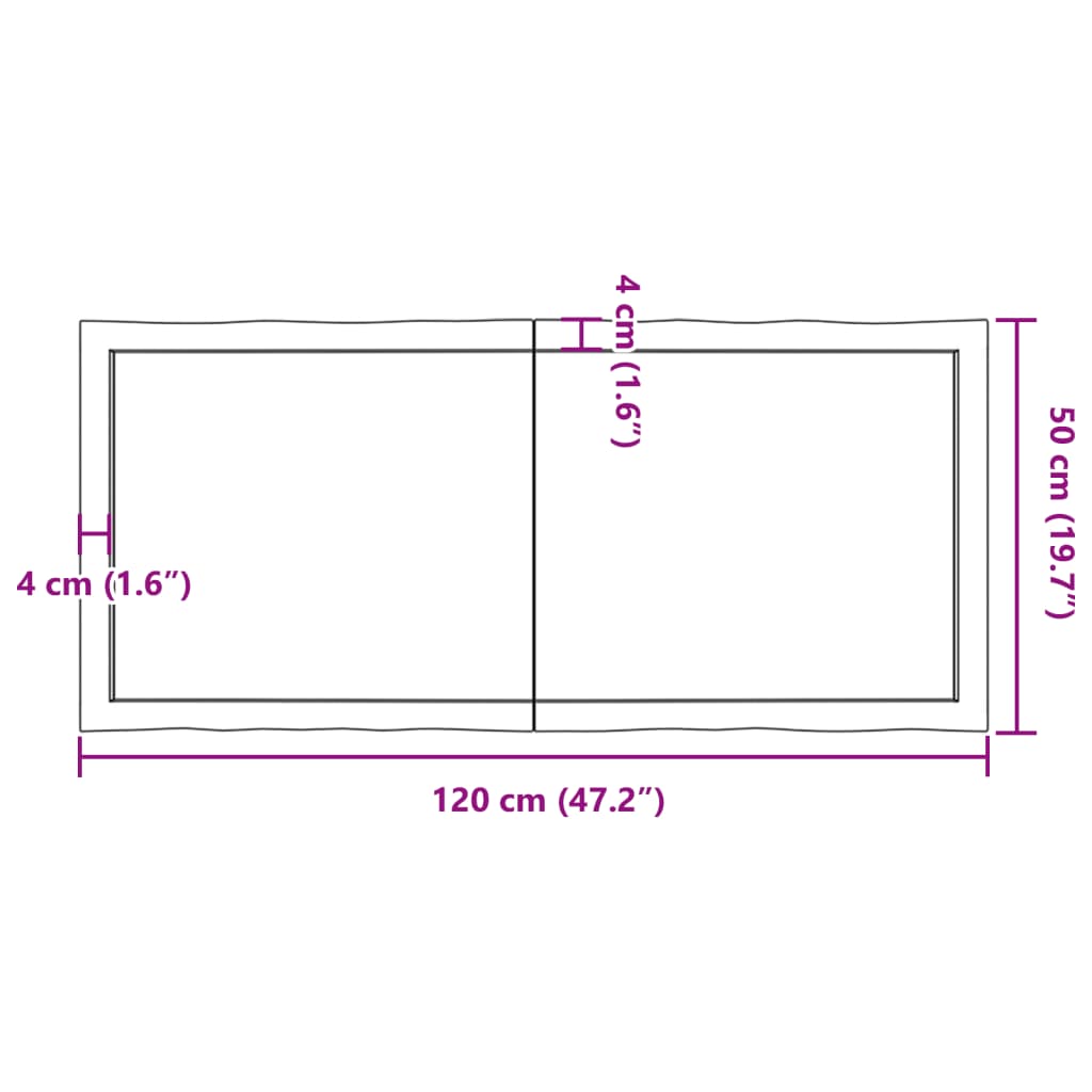 lauaplaat, helepruun, 120 x 50 x (2-6) cm, töödeldud täispuit