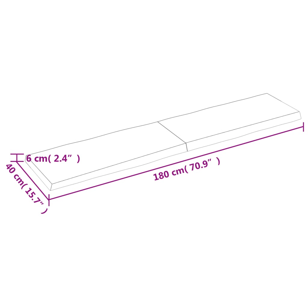 lauaplaat, helepruun, 180x40x(2-6) cm, töödeldud täispuit