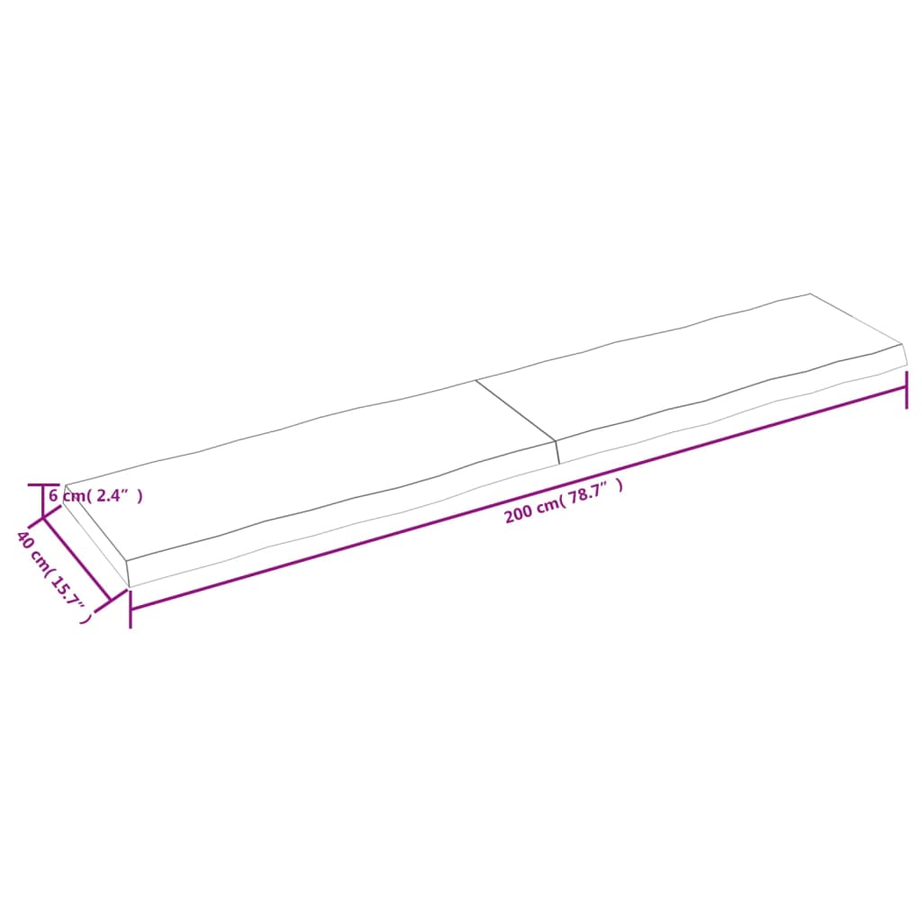 lauaplaat, helepruun, 200x40x(2-6) cm, töödeldud täispuit