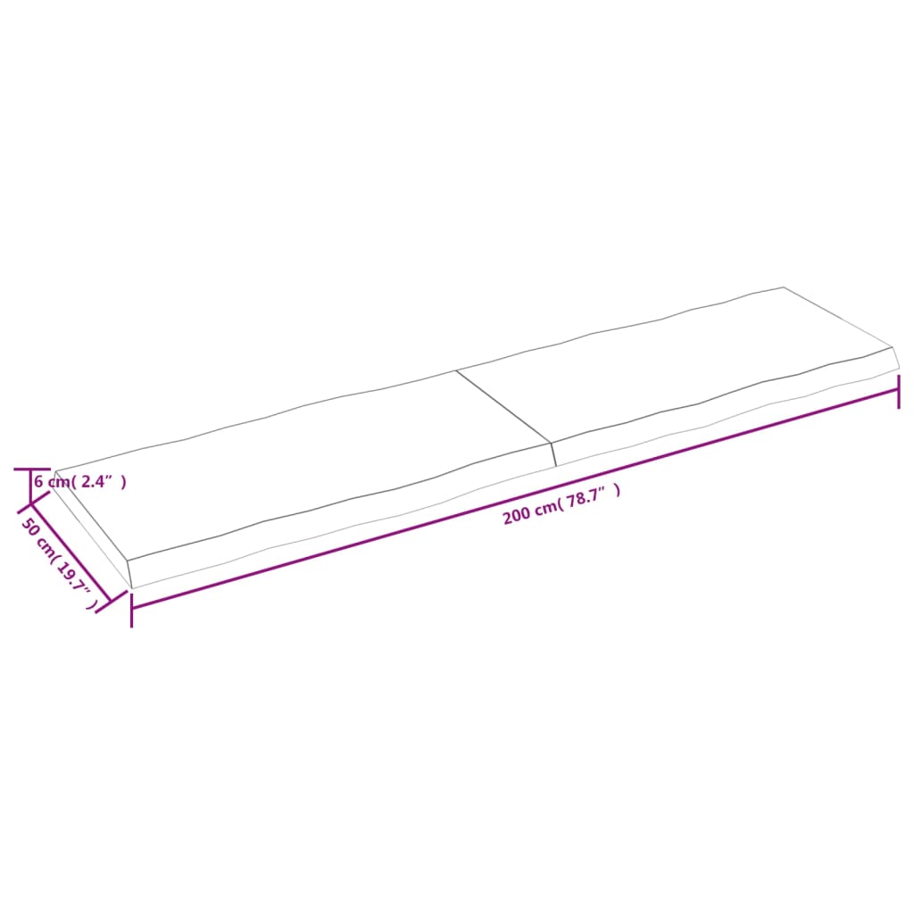 lauaplaat, helepruun, 200 x 50 x (2–6) cm, töödeldud täispuit