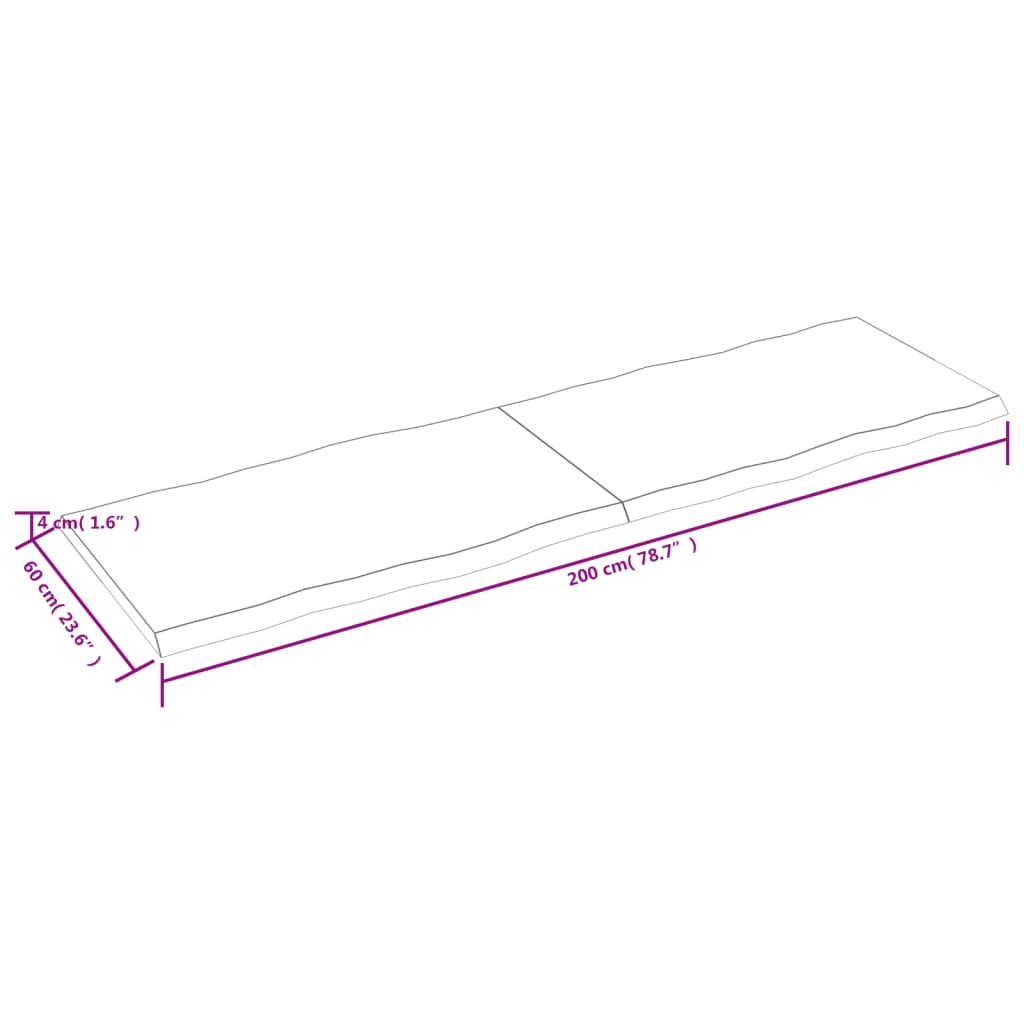 lauaplaat, helepruun, 200 x 60 x (2–4) cm, töödeldud täispuit