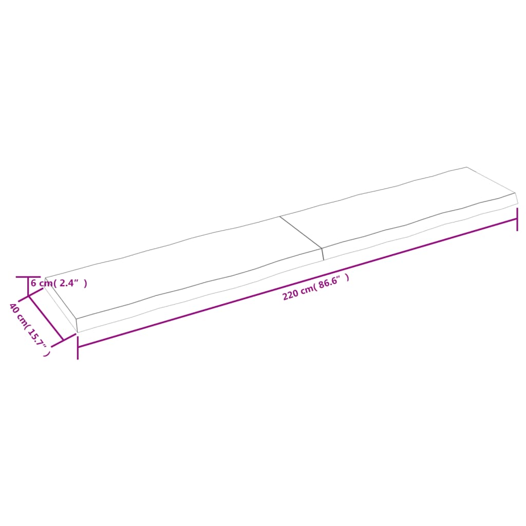 lauaplaat, helepruun, 220x40x(2-6) cm, töödeldud täispuit