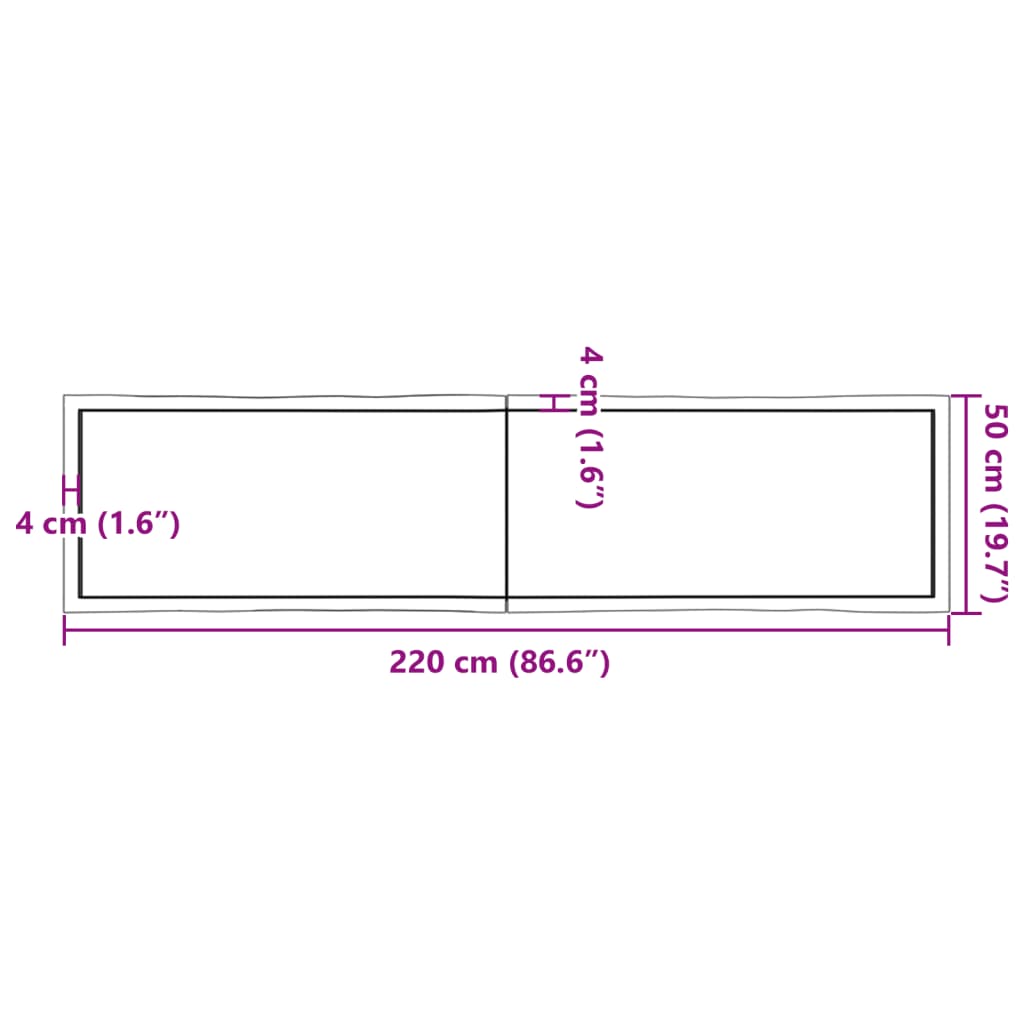 lauaplaat, helepruun, 220 x 50 x (2-4) cm, töödeldud täispuit