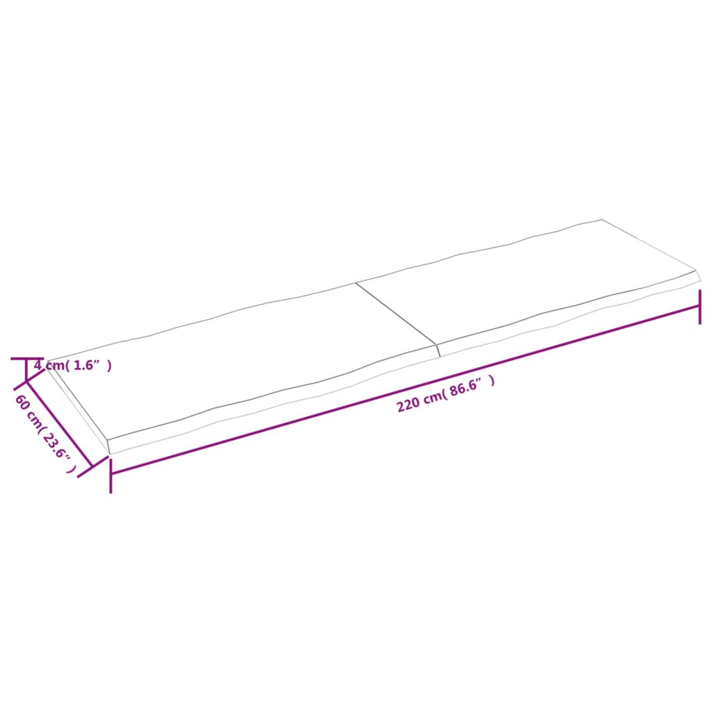 lauaplaat, helepruun, 220 x 60 x (2–4) cm, töödeldud täispuit