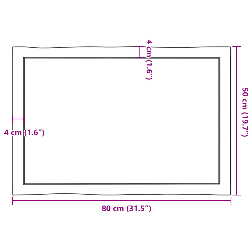 lauaplaat, tumepruun, 80 x 50 x (2-4) cm, töödeldud täispuit