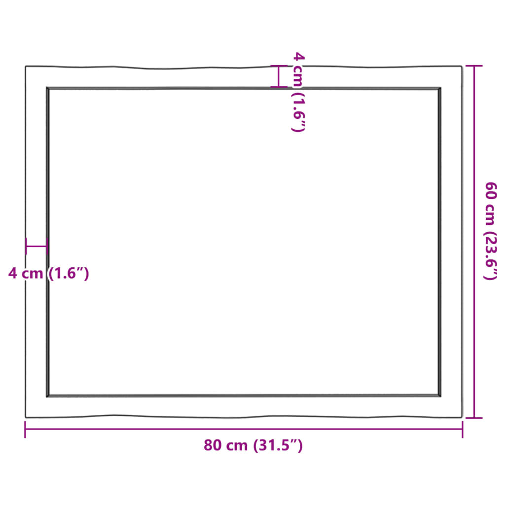 lauaplaat, tumepruun, 80 x 60 x (2-6) cm, töödeldud täispuit