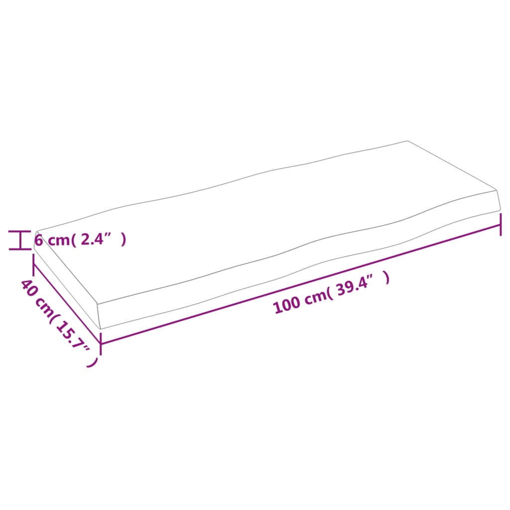 столешница, темно-коричневая, 100 x 40 x (2-6) см, обработанный массив дерева