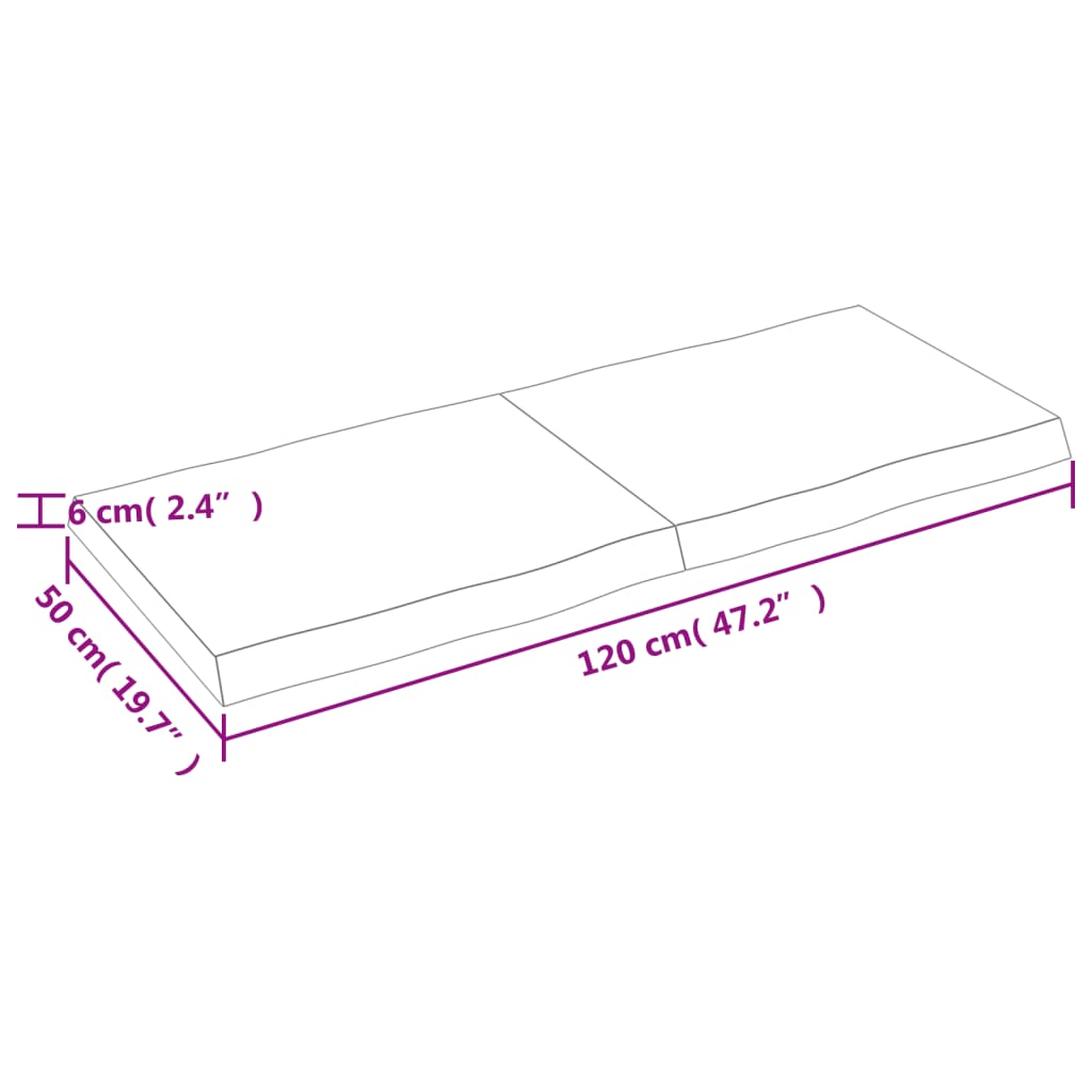 lauaplaat, tumepruun, 120 x 50 x (2-6) cm, töödeldud täispuit