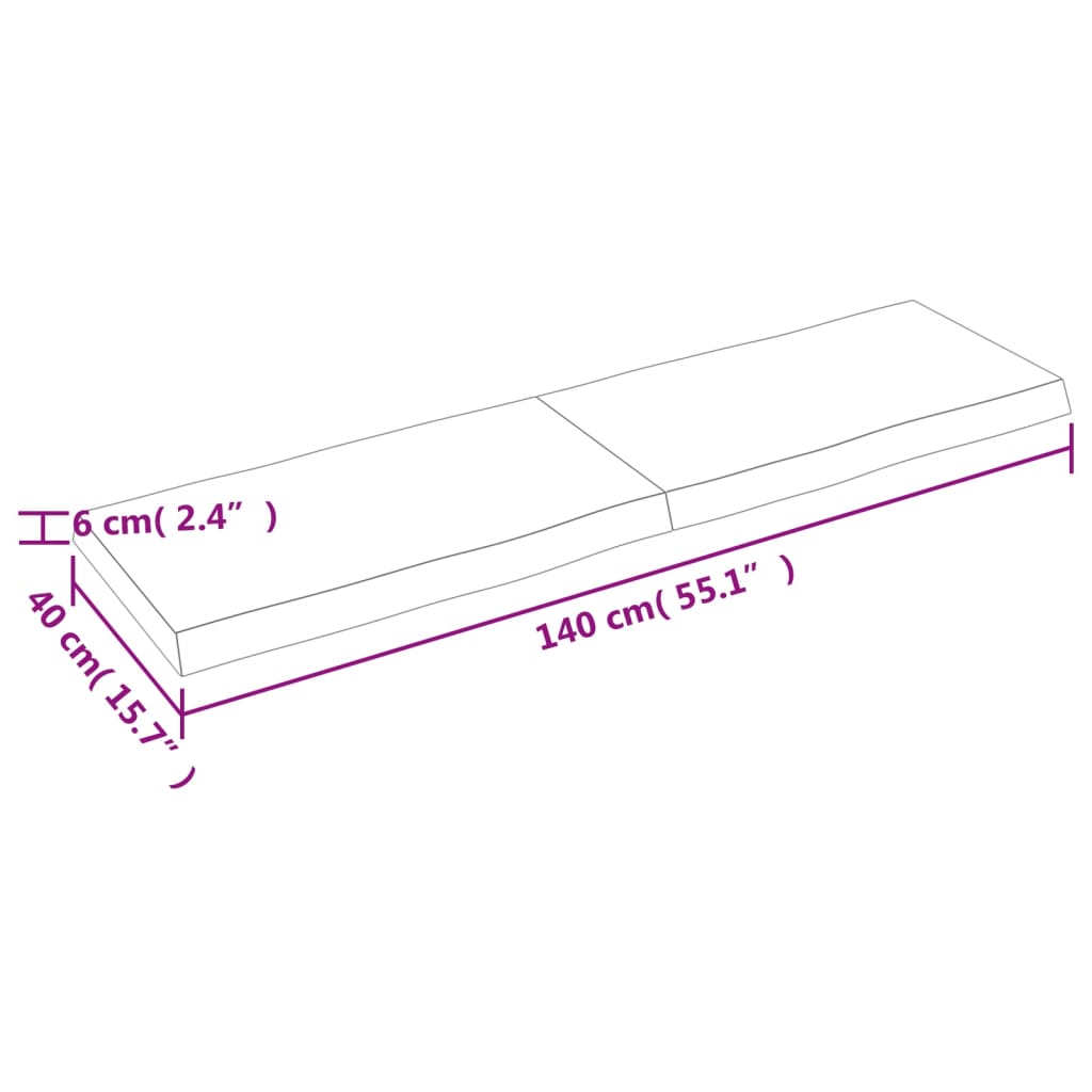 lauaplaat, tumepruun, 140x40x(2-6) cm, töödeldud täispuit