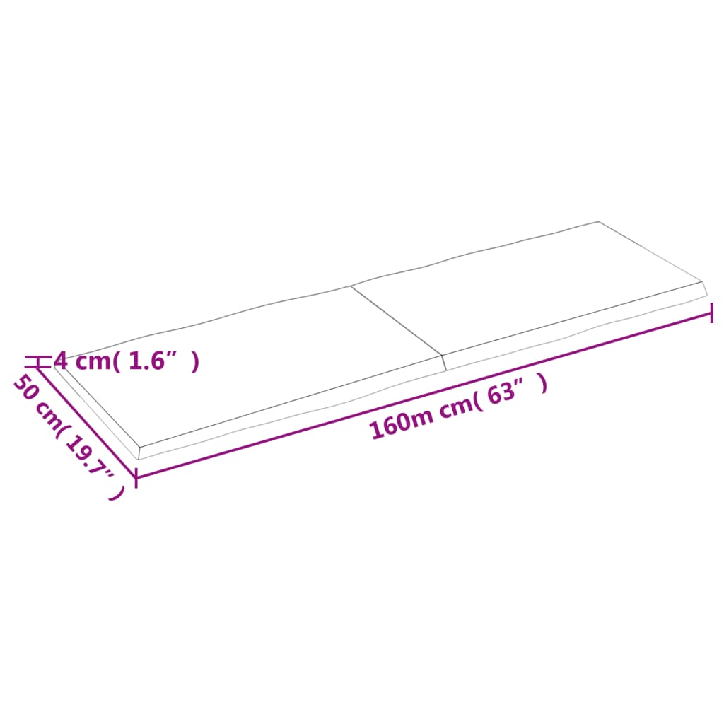 lauaplaat, tumepruun, 160 x 50 x (2-4) cm, töödeldud täispuit