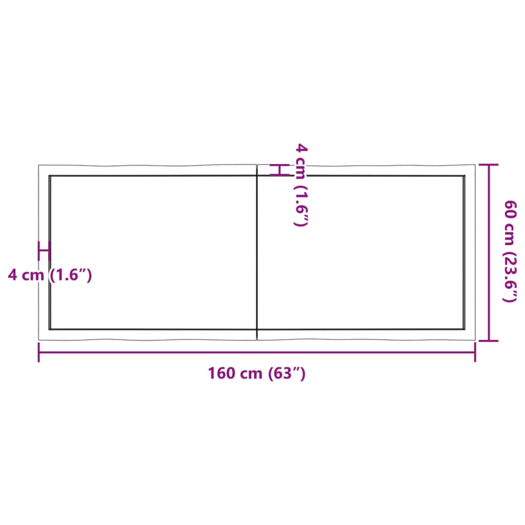 lauaplaat, tumepruun, 160 x 60 x (2-4) cm, töödeldud täispuit