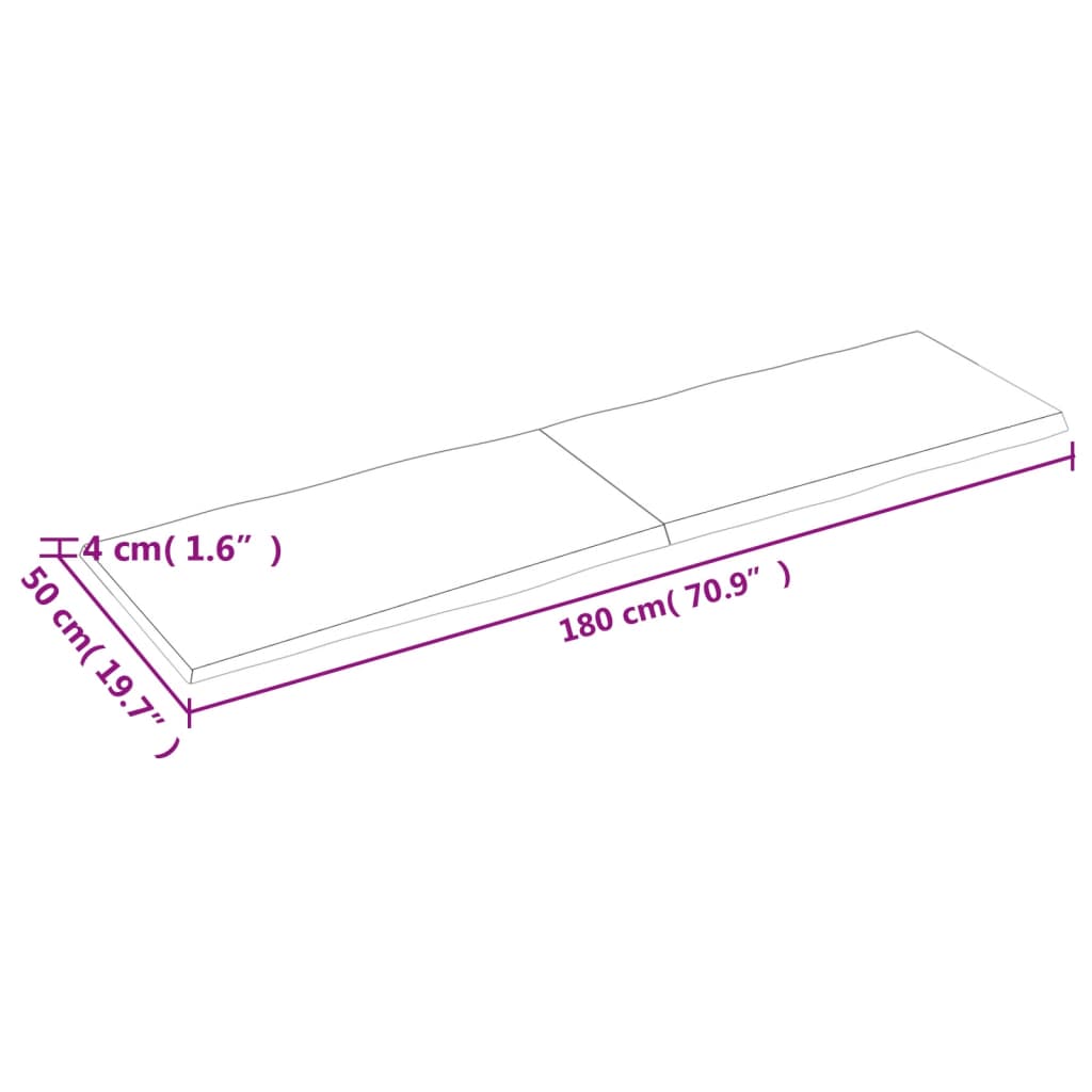 lauaplaat, tumepruun, 180 x 50 x (2-4) cm, töödeldud täispuit