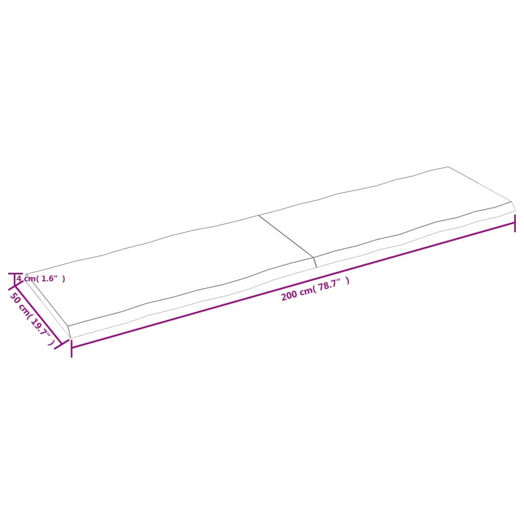 lauaplaat, tumepruun, 200 x 50 x (2-4) cm, töödeldud täispuit