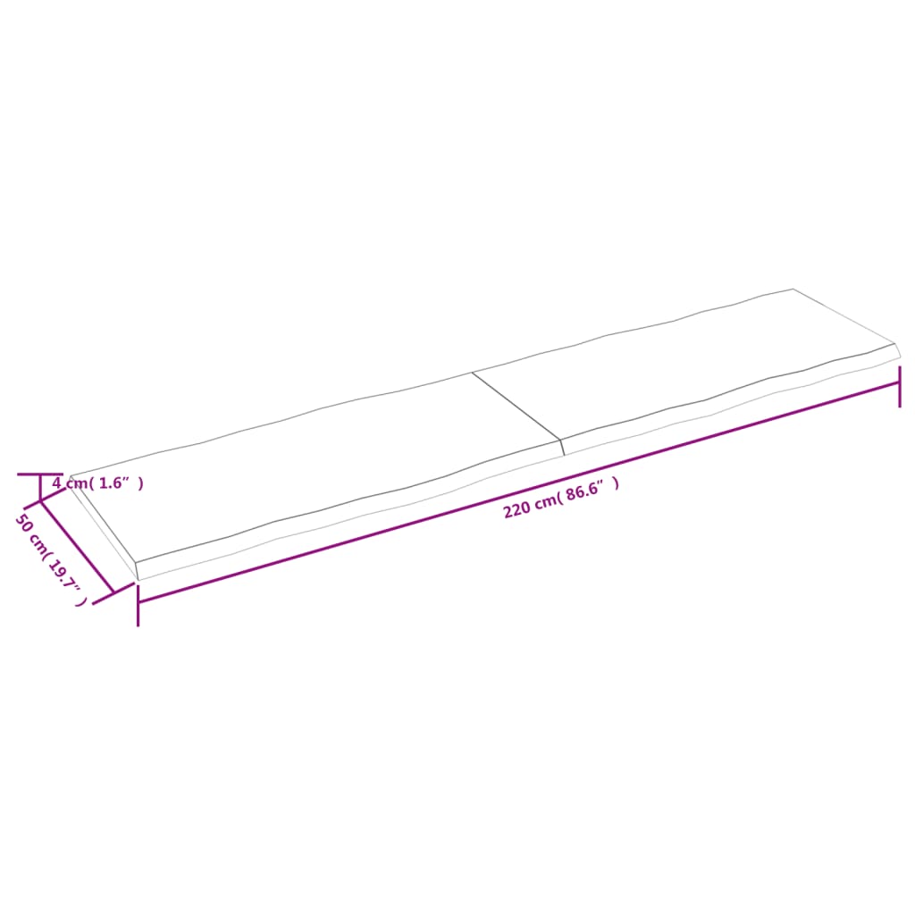 lauaplaat, tumepruun, 220x50x(2-4) cm, töödeldud täispuit