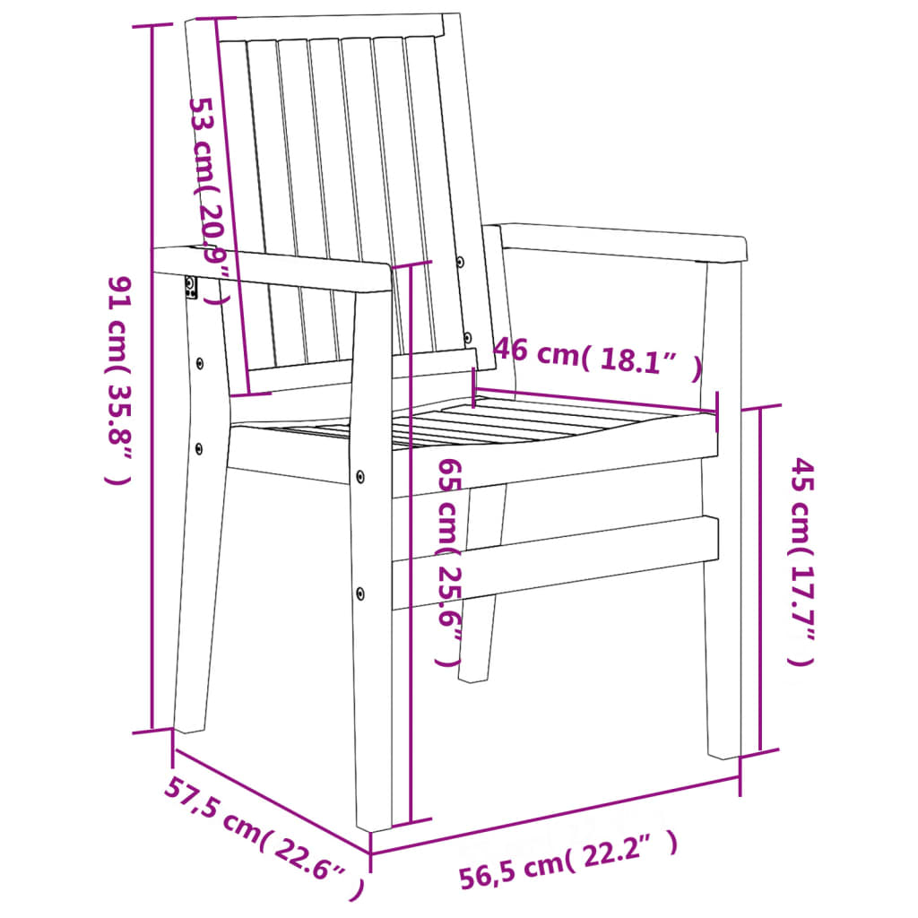 virnastatavad aiatoolid 2 tk, 56,5 x 57,5 x 91 cm, tiikpuu