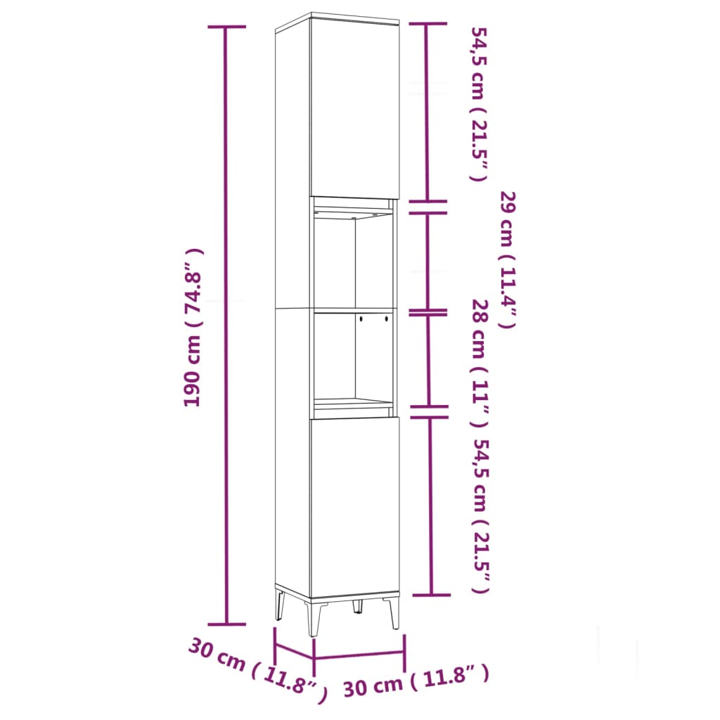 3-osaline vannitoakappide komplekt, must, tehispuit