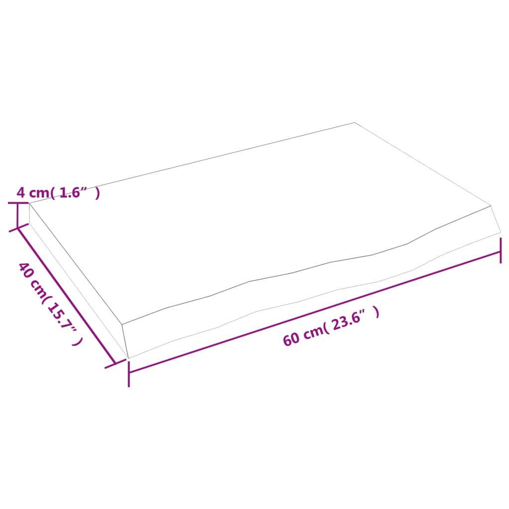 lauaplaat, 60 x 40 x (2-4) cm, töötlemata tammepuit