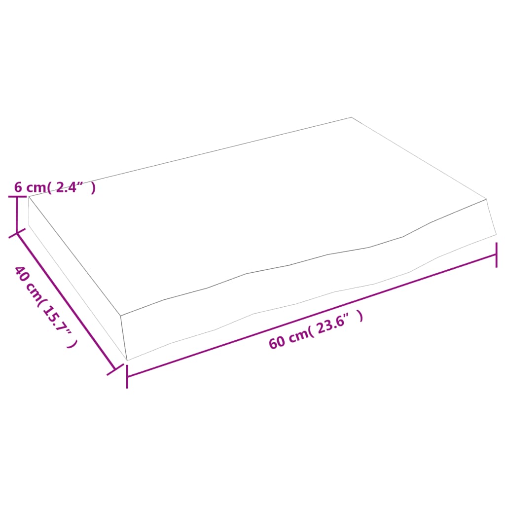 lauaplaat, 60 x 40 x (2-6) cm, töötlemata tammepuit