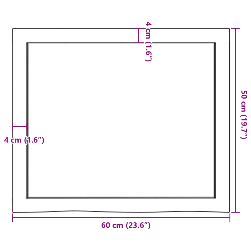 lauaplaat, 60 x 50 x (2-4) cm, töötlemata tammepuit