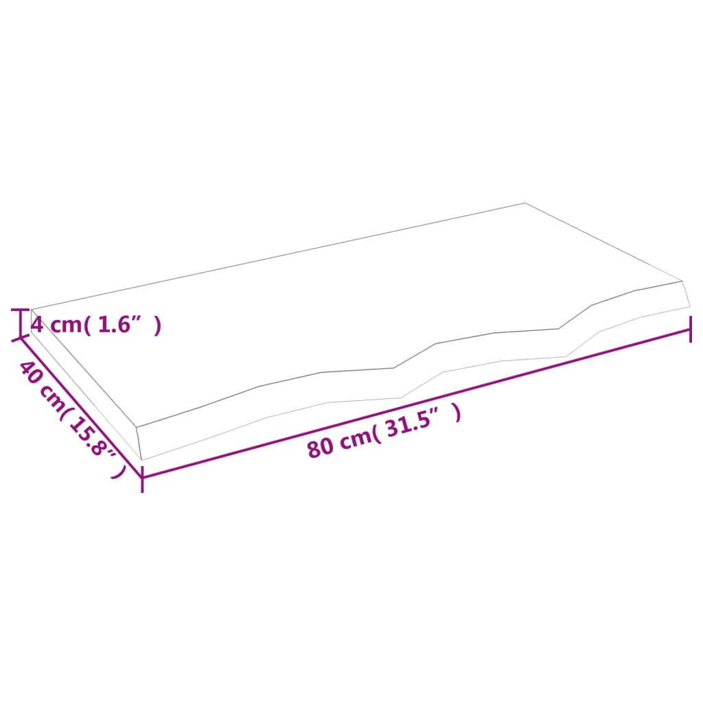 lauaplaat, 80 x 40 x (2-4) cm, töötlemata tammepuit